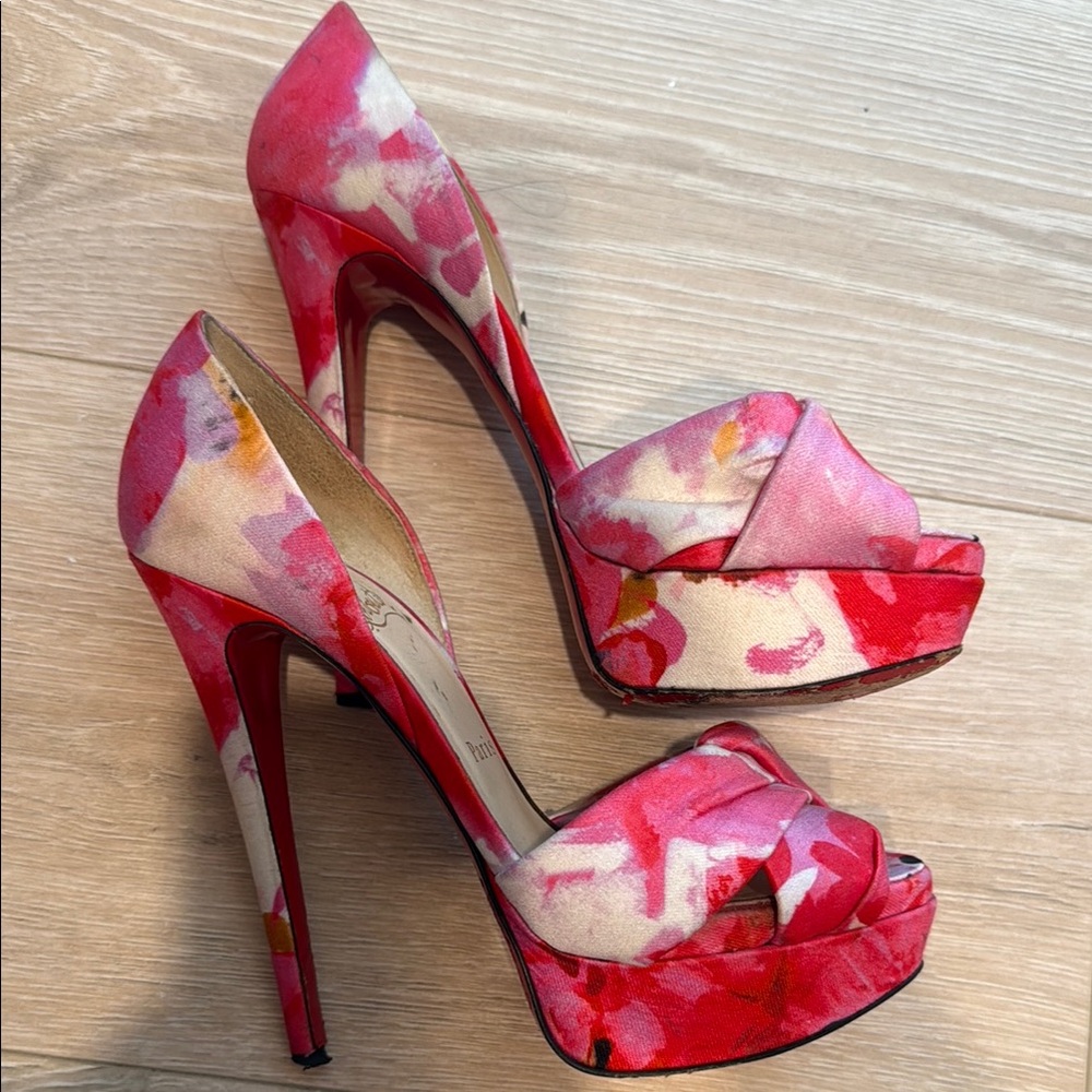 Christian Louboutin Pink and Cream Heels